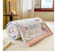 Chickwin Couvre-lit 1 2 Personnes Été Couvre Lit Doux Couverture Matelassée, Fleurs Réversible Microfibre Jeté de Lits Canapé Dessus de Lit pour Lits Simples et Doubles (Fraises,150x200cm)