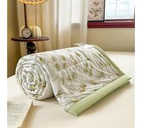 Chickwin Couvre-lit 1 2 Personnes Été Couvre Lit Doux Couverture Matelassée, Fleurs Réversible Microfibre Jeté de Lits Canapé Dessus de Lit pour Lits Simples et Doubles (Eucalyptus,150x200cm)