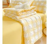 Chickwin Couvre-lit 1 2 Personnes Été Couvre Lit Doux Couverture Matelassée, Seersucker Réversible Microfibre Jeté de Lits Canapé Dessus de Lit pour Lits Simples et Doubles (Jaune,150x200cm)