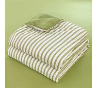 Chickwin Dessus de Lit Matelassé 1/2 Personne, Dessus/Couvre/Jeté de Lit Matelassé Moderne en Microfibre Couverture Doux Réversible pour Chambre, Toutes Les Saisons (Rayure Verte D,200x230cm)