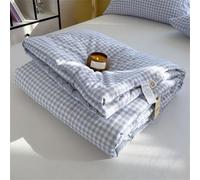 Chickwin Dessus de Lit Matelassé Gingham Plaid 1/2 Personne, Dessus/Couvre/Jeté de Lit Matelassé Moderne en Microfibre Couverture Doux Réversible pour Chambre (Bleu pâle,150x200cm)