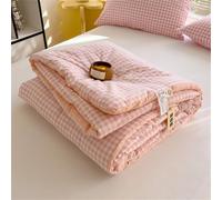Chickwin Dessus de Lit Matelassé Gingham Plaid 1/2 Personne, Dessus/Couvre/Jeté de Lit Matelassé Moderne en Microfibre Couverture Doux Réversible pour Chambre (Rose,150x200cm)