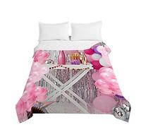 Chickwin Dessus de Lit Matelassé pour 1~2 Personnes/Enfant, Motif Ballon Couvre Lit Microfibre Dessus de Lits Réversible Couvre Lits Doux Couverture de Lit (150x200cm,Romantique)