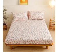 Chickwin Drap Housse Antidérapants Housse de Matelas, Impression de Fleurs Plante Confortable Respirant Drap-Housse Poche Profonde 30cm, Ensemble de Literie (180x200 cm,Fleur)