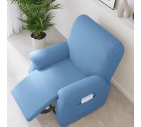 Chickwin Housse Fauteuil Relax 1/2/3 Place, Jacquard Housse pour Fauteuil Relax avec Poche Latérale, Housse de Fauteuil Relax Inclinable Electrique Lavable (1 Place,Bleu Ciel)