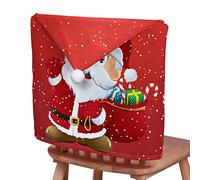 Chickwin Housses de Chaise avec Noël Chapeau, Housses de Dossier Bonnet de Chaise avec Motif Noël pour la Salle à Manger Décoration de Noël Dîner Hotel Party Maison (Rouge,Lot de 4)