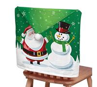 Chickwin Housses de Chaise avec Noël Chapeau, Housses de Dossier Bonnet de Chaise avec Motif Noël pour la Salle à Manger Décoration de Noël Dîner Maison Party Hotel (Vert,Lot de 8)