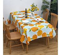Chickwin Imperméable Nappe Rectangulaire Antifouling, Nappe Polyester Imprimée Plein de Fruits Facile à Nettoyer pour Décoration de Table à Manger Intérieur et Extérieur (140x220cm,Petite Orange)