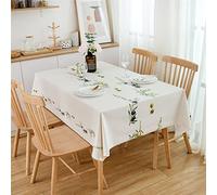Chickwin Nappe PVC Rectangulaire, Anti Taches Plastique Nappes Toile Cirée Imperméable à Facile d'entretien Motif de Elégant pour Salle à Manger Party Jardin Picnic (120x160cm,Feuille d'olive)