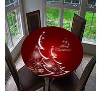 Chickwin Nappe Ronde de Noël Imperméable avec Bord Élastique, Nappe à imprimé Noël Rouge Rêveur, Nappe de Table Anti-dérapant pour Cuisine, Restaurants, Jardin (90cm,Sapin de Noël C)