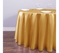 Chickwin Nappe Ronde en Satin Couleur Unie Soyeuse Nappe d'Intérieur Tissu Polyester Lavable pour Banquet de Mariage, Jardin, Fête, Restaurant, Hôtel, Événement Décoration (Or,260cm)