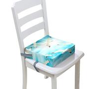 Chickwin Rehausseur Chaise Enfant 4-12 Ans, Rehausseur Chaise Coussin Enfants Portable Lavable Surélevée Coussin avec 2 Sangles à Boucle de Sécurité (Étoile de mer 1,40 * 40 * 10cm)