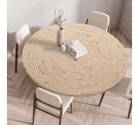 Chickwin Ronde Nappe de Table Élastique Ajustable, Imperméable, Couverture de Table Kitchen Extensible Protection Tables pour Restaurants, Pique-niques - Imprimé Tissé en Bambou (60cm,Rond)