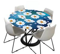 Chickwin-Shop Chickw1 Ronde Nappe de Table Élastique Ajustable Imperméable, Impression de Marguerite, Couverture de Table Kitchen Extensible Protection Tables pour Restaurants (Graffiti Bleu,150cm)
