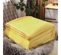 Chickwin Style Simple Couverture Flanelle, Couleur Unie Couvertures Moelleuse Chaude et Épaisse Couverture de Canapé Couvre Lit pour Lit 1~2 Personnes ou Enfant (120x200cm,Jaune)