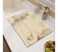 Chickwin Tapis Egouttoir Vaisselle, Style Lotus Chinois Tapis Vaisselle Absorbant et Antidérapant, Egouttoir Séchage Rapide diatomite, Idéal pour Bar à Café et Plan de Travail (Lotus 5,30x50cm)