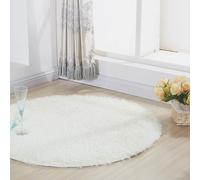 Chickwin Tapis Salon Poil Long, Tapis Chambre Rond Shaggy Moderne Moquette Salon Poil Long Moelleux Doux Lavable avec Fond Antidérapant pour Chevet Canapé Intérieur (Blanc,60cm)