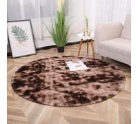 Chickwin Tapis Salon Poil Long, Tapis Chambre Rond Shaggy Moderne Tie Dye Moquette Salon Poil Long Moelleux Doux Lavable avec Fond Antidérapant pour Chevet Canapé Intérieur (Marron A,160cm)