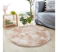 Chickwin Tapis Salon Poil Long, Tapis Chambre Rond Shaggy Moderne Tie Dye Moquette Salon Poil Long Moelleux Doux Lavable avec Fond Antidérapant pour Chevet Canapé Intérieur (Couleur Kaki,120cm)