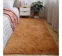 Chickwin Tapis Salon Poil Long, Tapis Chambre Shaggy Moderne Moquette Salon Poil Long Moelleux Doux Lavable avec Fond Antidérapant pour Decoration Chevet Canapé (Couleur Caramel A,60x160cm)