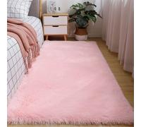 Chickwin Tapis Salon Poil Long, Tapis Chambre Shaggy Moderne Moquette Salon Poil Long Moelleux Doux Lavable avec Fond Antidérapant pour Decoration Chevet Canapé (Rose A,60x160cm)