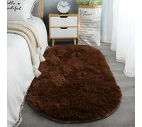 Chickwin Tapis Salon Poil Long, Tapis Chambre Shaggy Moderne Moquette Salon Poil Long Moelleux Doux Lavable avec Fond Antidérapant pour Decoration Chevet Canapé (Couleur café,60x120cm)