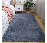 Chickwin Tapis Salon Poil Long, Tapis Chambre Shaggy Moderne Moquette Salon Poil Long Moelleux Doux Lavable avec Fond Antidérapant pour Decoration Chevet Canapé (Gris A,100x200cm)