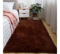 Chickwin Tapis Salon Poil Long, Tapis Chambre Shaggy Moderne Moquette Salon Poil Long Moelleux Doux Lavable avec Fond Antidérapant pour Decoration Chevet Canapé (Marron A,80x120cm)