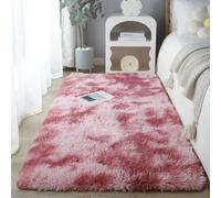 Chickwin Tapis Salon Poil Long, Tapis Chambre Shaggy Moderne Tie Dye Moquette Salon Poil Long Moelleux Doux Lavable avec Fond Antidérapant pour Chevet Canapé (Rose rosé B,60x90cm)