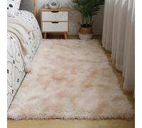 Chickwin Tapis Salon Poil Long, Tapis Chambre Shaggy Moderne Tie Dye Moquette Salon Poil Long Moelleux Doux Lavable avec Fond Antidérapant pour Chevet Canapé (Beige A,40x120cm)