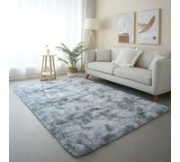 Chickwin Tapis Salon Poil Long,Tapis Chambre Tie Dye Shaggy Moderne Moquette Salon Poil Long Moelleux Doux Lavable avec Fond Antidérapant pour Decoration Chevet Canapé (Gris Clair D,80x160cm)