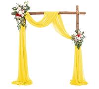 Chickwin Tenture Mariage, Voilage Suspendu avec 2 Rubans, Arche Mariage Tenture, Fond de Rideau Mousseline de Soie pour Décoration Mariagé, Cérémonie, Fête, Toile de Fond (Jaune 1,20x250cm)
