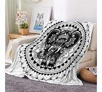 Chickwing Chickw1 Couverture Plaid Flanelle, 3D Éléphant Imprimé Couverture Polaire Epaisse Microfibre Moelleuse Chaudes Légères Couvertures pour Voyager, Lit ou Canapé (180x240cm,Mandala Noir)