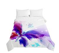 Chickwing Chickw1 Couvre-Lits Matelassés, 3D Papillon Imprimé Dessus de Lits Gaufrée Dessus de Lit Microfiber Couvre Lit Couverture de Lit pour Lit 1-2 Personnes (Papillon Violet,220x240cm)
