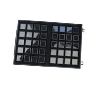 ChicLitonor Plateau de Présentation pour Pierres Précieuses et Diamants, Vitrine Multi-Compartiments, Présentoir de Comptoir avec Poignée, Plateau de Rangement Po, Grille Noire 40