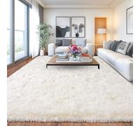Chicnix Grand Tapis Salon 200x300 à Poils Longs Flannel, Tapis de Chambre à Coucher à Poils Longs Crème, Tapis Shaggy Antidérapant Doux pour Chambre d’Enfant Adolescent Dortoir