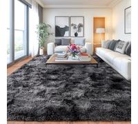 Chicnix Grand Tapis Salon 200x300 Poils Longs Flannel, Tapis de Chambre à Coucher Poils Longs Batik Gris Foncé, Tapis Shaggy Antidérapant Doux pour Chambre d’Enfant Adolescent Dortoir
