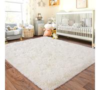 Chicnix Tapis à poils longs moelleux pour chambre à coucher 120x160 cm Crème, tapis de salon doux, protège-lit, tapis antidérapant Shaggy pour salon, chambre d'enfant