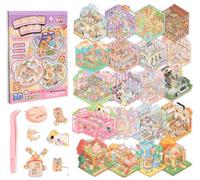 Chicpant 46 Stück Livre Autocollant Adulte Cosy Stickers Book 1 Pinzette