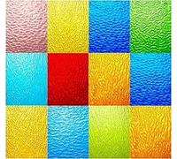 CHICSHIS 10 Feuilles de Verre Coloré Texturé Transparent, Pack de Mosaïque d'Art Assorti pour Artisanat de Mosaïque DIY, Verre pour Cathédrales de 4x6 pouces pour Fournitures de Mosaïque Teintée et