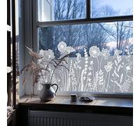ChicSkin Film de confidentialité pour fenêtre bordure blanche givrée pure, décor floral amovible autocollant statique pour porte et fenêtre en verre, fleur sauvage de pissenlit 150 x 39 cm