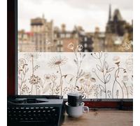 Chicskin Film d'intimité pour fenêtres en verre, blanc pur vintage givré, pour cuisine, salle de bain, bureau, chambre à coucher, intimité, fleurs sauvages printanières, 39 x 150 cm