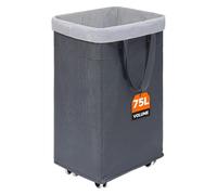 CHICVITA Panier à linge à roulettes avec roulettes, grand panier à linge pliable de 75 l avec sac de lavage amovible, espace pour dortoirs d'angle, gris