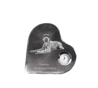 Chien d'arrêt allemand à poil dur - horloge en cristal avec photo du chien, étagères en forme de cœur avec horloge, horloge sur pied personnalisée de la marque Art-Dog