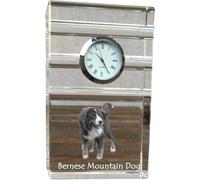 Chien de berger bernois - horloge en verre avec photo, photo du chien en cristal, horloge sur pied personnalisée pour le bureau de la marque Art-Dog
