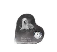 Chien de berger d'Asie centrale - horloge en cristal avec photo de chien, étagère en forme de cœur avec horloge, horloge sur pied personnalisée de la marque Art-Dog