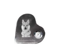 Chien de berger tchécoslovaque - horloge à cristal avec photo du chien, étagères en forme de cœur avec horloge, horloge sur pied personnalisée de la marque Art-Dog