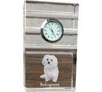 Chien de Bologne - horloge en verre avec photo, photo de chien en cristal, horloge sur pied personnalisée pour bureau de la marque Art-Dog