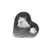 Chien finno-lapon - horloge en cristal avec photo du chien, étagère en forme de cœur avec horloge, horloge sur pied personnalisée de la marque Art-Dog