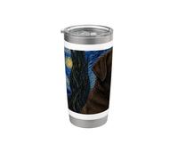Chien labrador chocolat Van Gogh Nuit étoilée Gobelet isotherme en acier inoxydable double paroi
